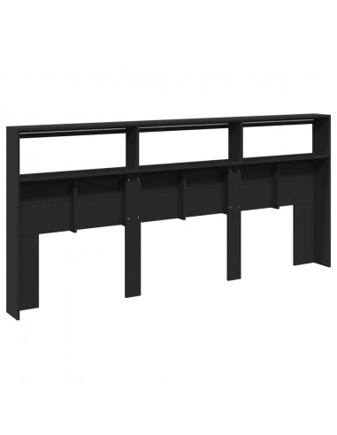 Testiera con Contenitore a LED Nera 220x17x102 cm