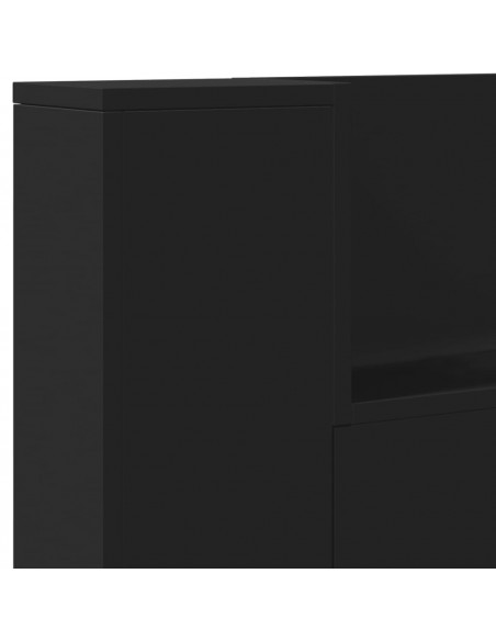 Testiera con Contenitore a LED Nera 200x16,5x103,5 cm