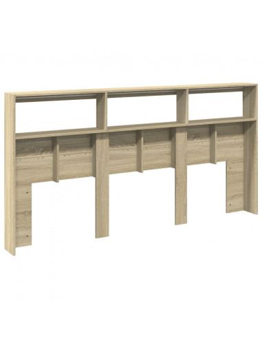 Testiera con Contenitore a LED Rovere Sonoma 200x17x102 cm