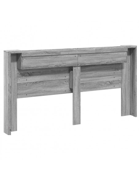 Testiera con Contenitore a LED Grigio Sonoma 200x16,5x103,5 cm