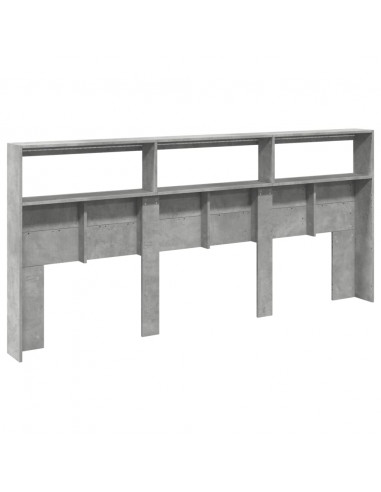 Testiera con Contenitore a LED Grigio Cemento 220x17x102 cm