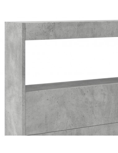 Testiera con Contenitore a LED Grigio Cemento 220x17x102 cm