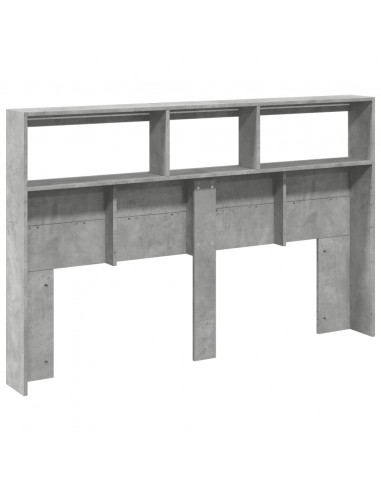 Testiera con Contenitore a LED Grigio Cemento 160x17x102 cm