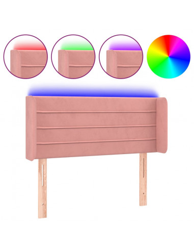 Testiera a LED Rosa 103x16x78/88 cm in Velluto