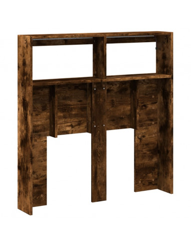 Testiera con Contenitore a LED Rovere Fumo 100x17x102 cm