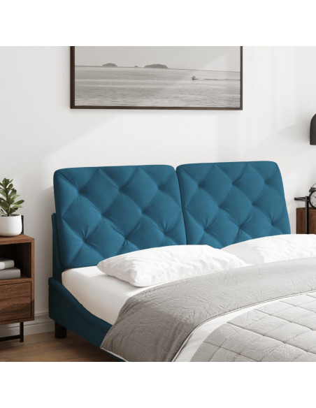 Cuscino Testiera Blu 140 cm in Velluto