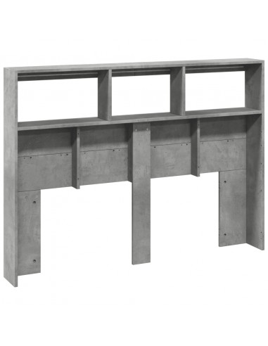 Testiera con Contenitore a LED Grigio Cemento 140x17x102 cm