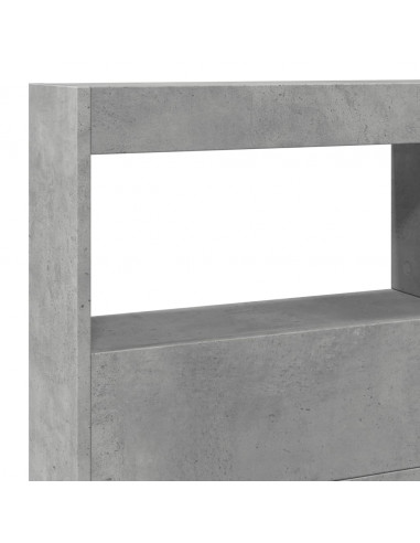 Testiera con Contenitore a LED Grigio Cemento 140x17x102 cm