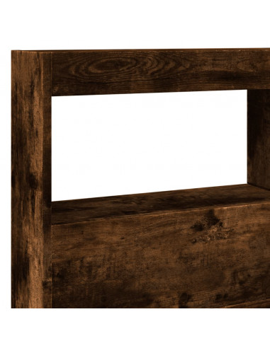 Testiera con Contenitore a LED Rovere Fumo 140x17x102 cm