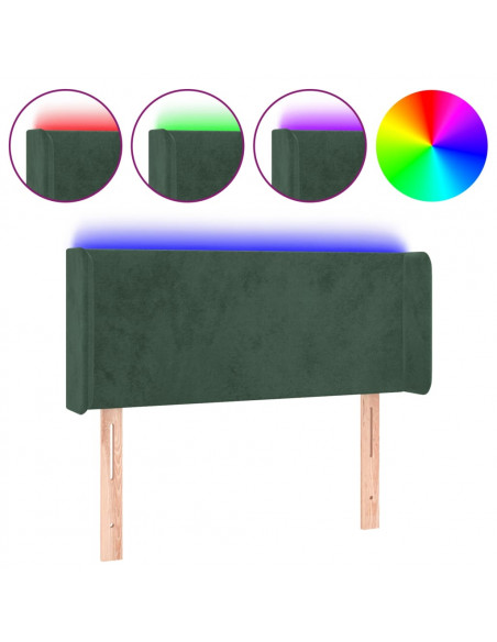 Testiera a LED Verde Scuro 83x16x78/88 cm in Velluto