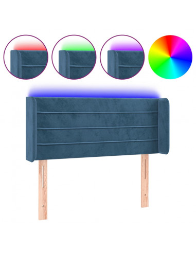 Testiera a LED Blu Scuro 103x16x78/88 cm in Velluto