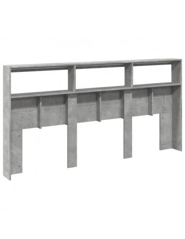 Testiera con Contenitore a LED Grigio Cemento 200x17x102 cm