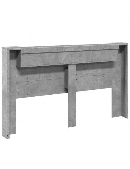 Testiera con Contenitore a LED Grigio Cemento 180x16,5x103,5 cm