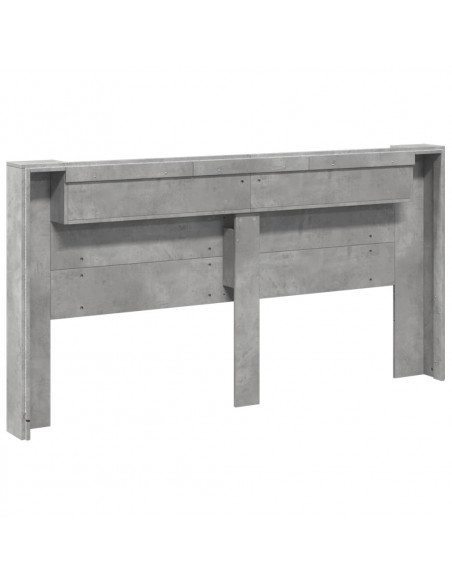 Testiera con Contenitore a LED Grigio Cemento 200x16,5x103,5 cm