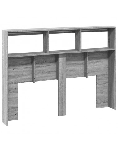 Testiera con Contenitore a LED Grigio Sonoma 140x17x102 cm