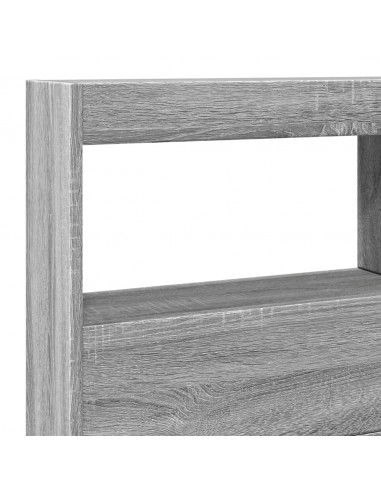 Testiera con Contenitore a LED Grigio Sonoma 140x17x102 cm