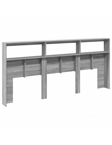 Testiera con Contenitore a LED Grigio Sonoma 220x17x102 cm