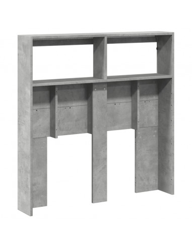 Testiera con Contenitore a LED Grigio Cemento 100x17x102 cm