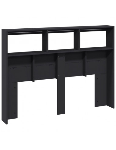 Testiera con Contenitore a LED Nera 140x17x102 cm