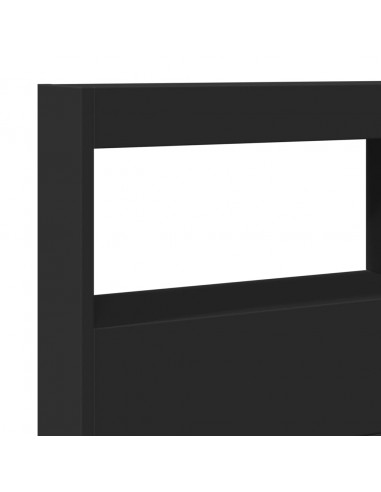 Testiera con Contenitore a LED Nera 140x17x102 cm