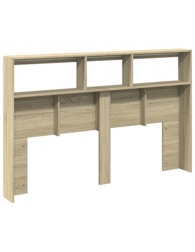 Testiera con Contenitore a LED Rovere Sonoma 160x17x102 cm