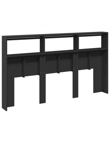 Testiera con Contenitore a LED Nera 180x17x102 cm