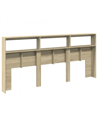 Testiera con Contenitore a LED Rovere Sonoma 220x17x102 cm