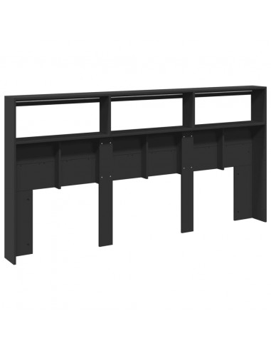 Testiera con Contenitore a LED Nera 200x17x102 cm