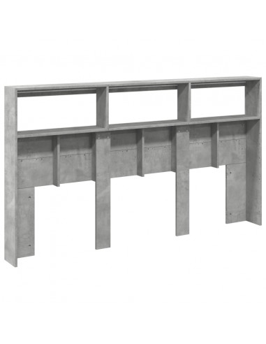 Testiera con Contenitore a LED Grigio Cemento 180x17x102 cm