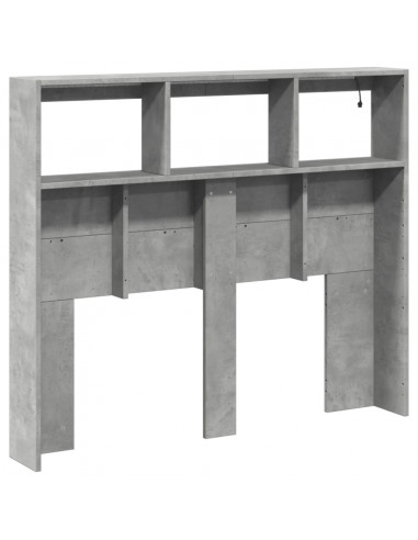 Testiera con Contenitore a LED Grigio Cemento 120x17x102 cm