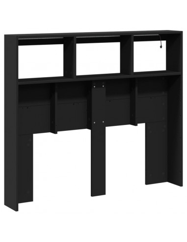 Testiera con Contenitore a LED Nera 120x17x102 cm