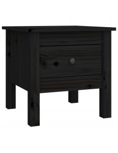 Tavolino Nero 40x40x39 cm Legno Massello di Pino 2
