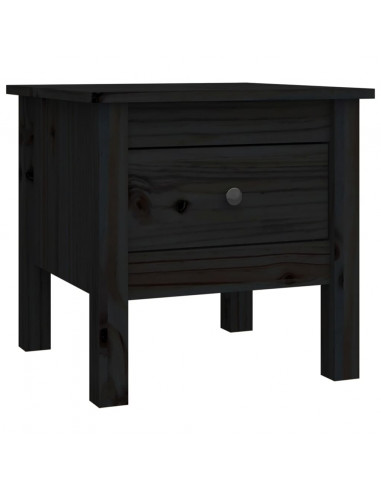 Tavolino Nero 40x40x39 cm Legno Massello di Pino