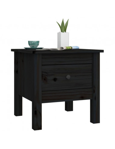 Tavolino Nero 40x40x39 cm Legno Massello di Pino