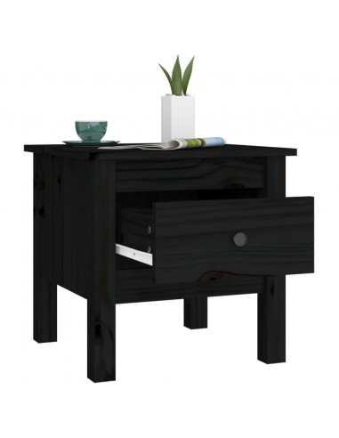 Tavolino Nero 40x40x39 cm Legno Massello di Pino