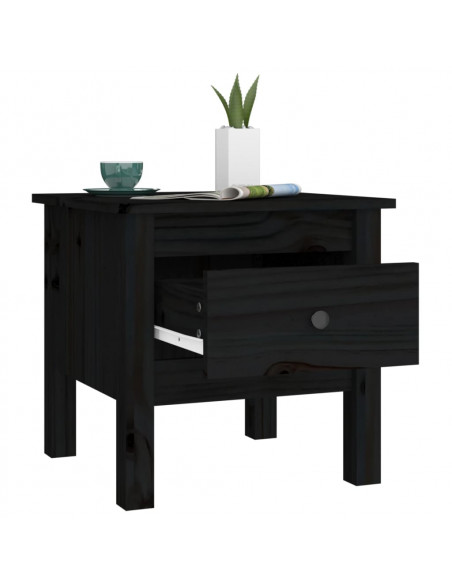 Tavolino Nero 40x40x39 cm Legno Massello di Pino