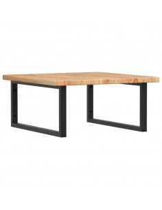 Ripiano a Parete per Lavabo in Acciaio e Massello di Rovere 2