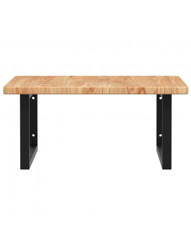 Ripiano a Parete per Lavabo in Acciaio e Massello di Rovere