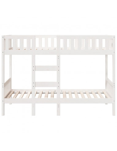 Letto a Castello Bianco 90x190 cm in Legno Massello di Pino