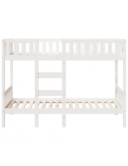 Letto a Castello Bianco 90x190 cm in Legno Massello di Pino