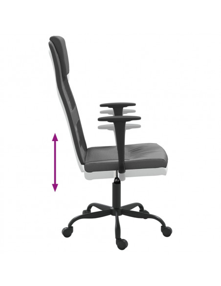Sedia da Ufficio Altezza Regolabile Grigia in Rete e Similpelle
