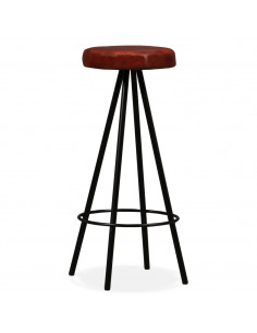 Set da Bar 3 pz in Legno Massello di Recupero e Vera Pelle