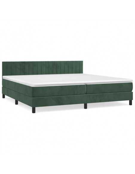 Giroletto a Molle con Materasso Verde Scuro 200x200 cm Velluto