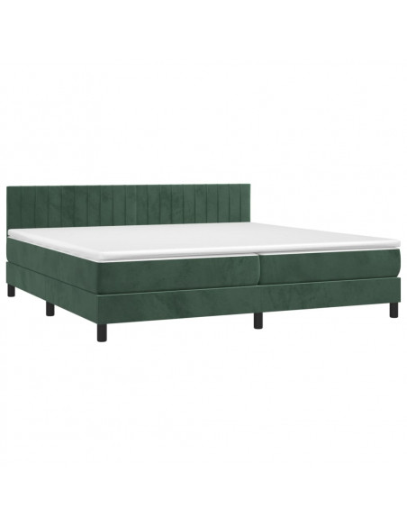 Giroletto a Molle con Materasso Verde Scuro 200x200 cm Velluto