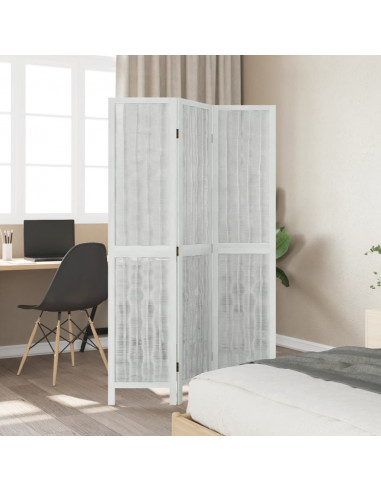 Divisorio Ambienti 3Pannelli Bianco Legno Massello di Paulownia