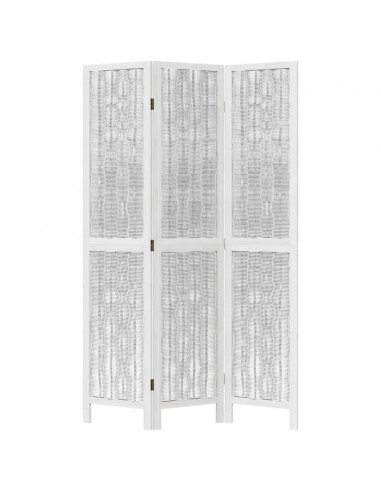 Divisorio Ambienti 3Pannelli Bianco Legno Massello di Paulownia