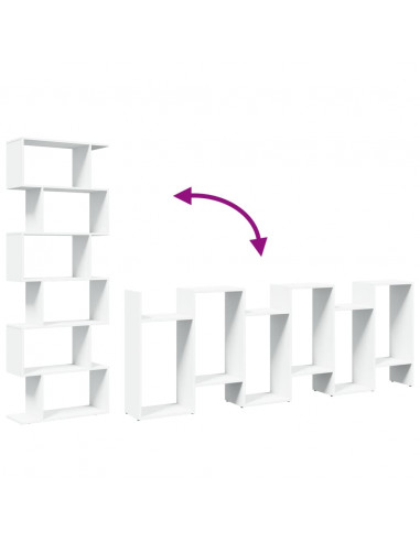 Libreria Divisorio 6 Ripiani Bianca 70x24x193 cm in Truciolato