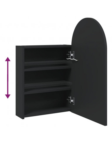 Armadietto Bagno con Specchio e LED ad Arco Nero 42x13x70 cm