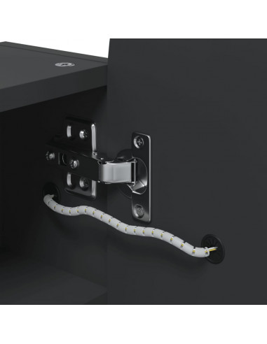 Armadietto Bagno con Specchio e LED ad Arco Nero 42x13x70 cm