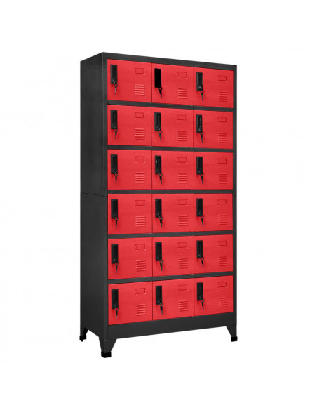 Armadietto con Serratura Antracite e Rosso 90x40x180cm Acciaio